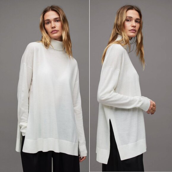 ALL SAINTS Gala Merino Wool Turtleneck Sweater Size S Relaxed White NEW $199 - Picture 2 of 8